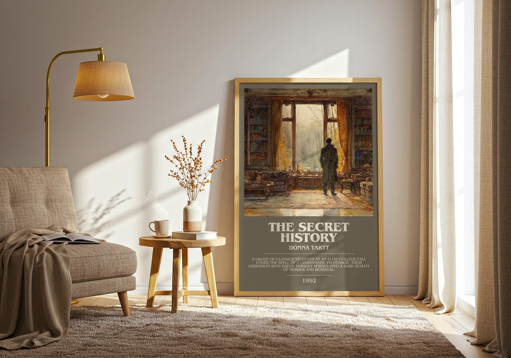 The Secret History bookish print on bookshelf – Donna Tartt fan gift