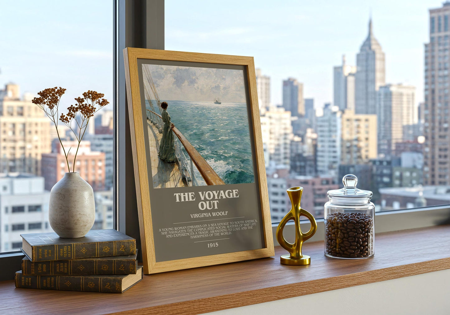 The Voyage Out bookish book poster framed on wall – mystery wall art