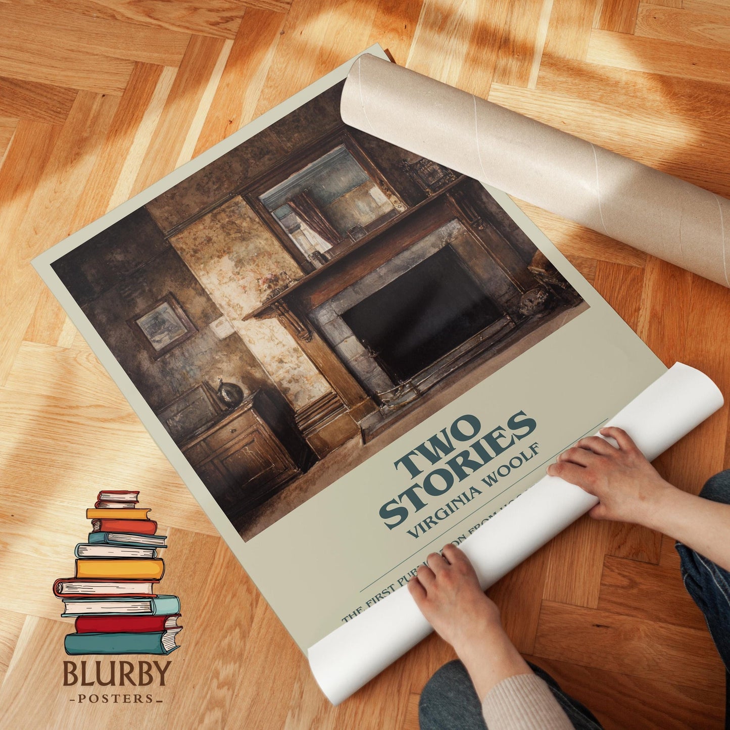 Two Stories book poster packaging – museum-quality print rolled in protective tube