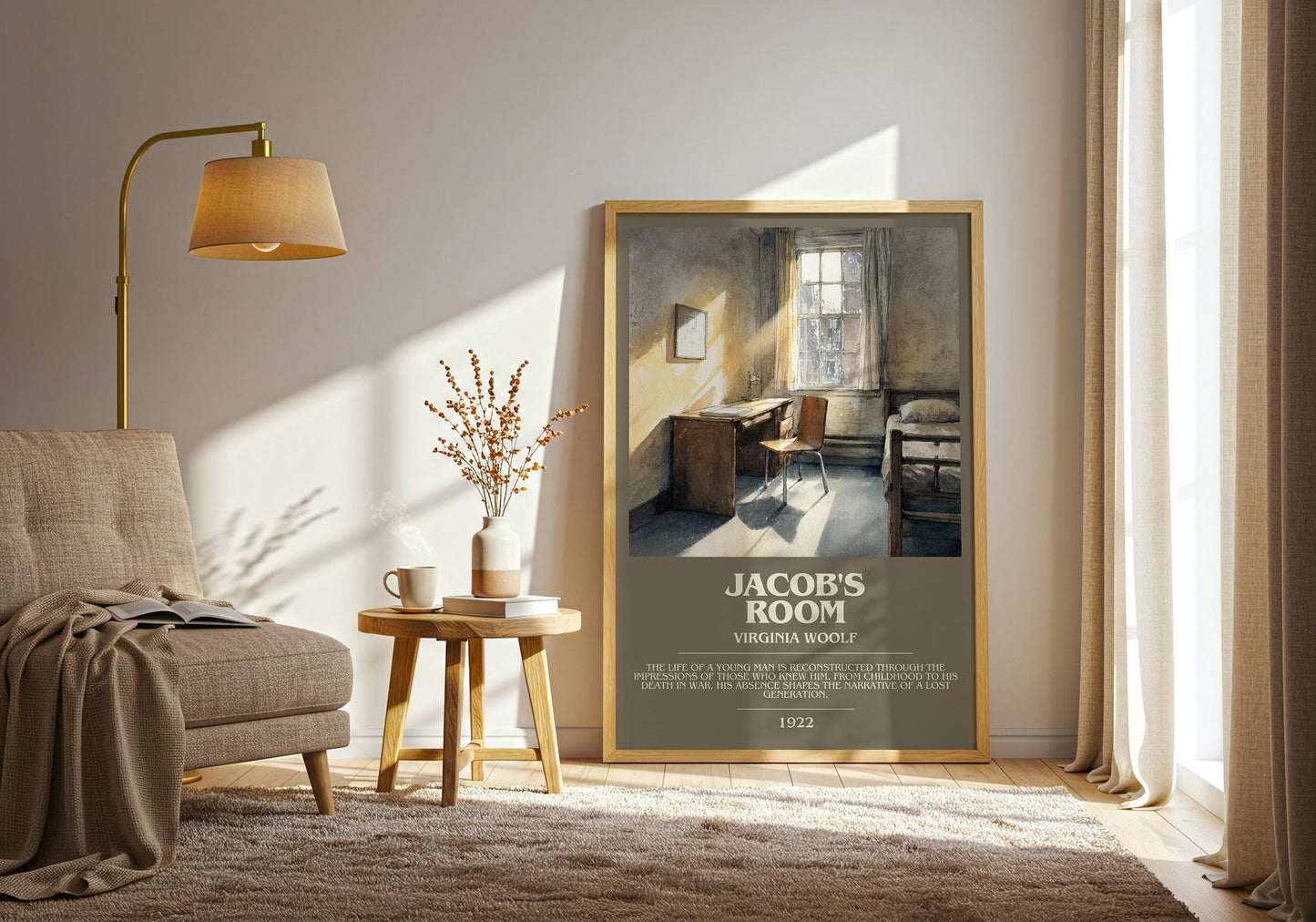 Jacob's Room bookish print on bookshelf – Virginia Woolf fan gift