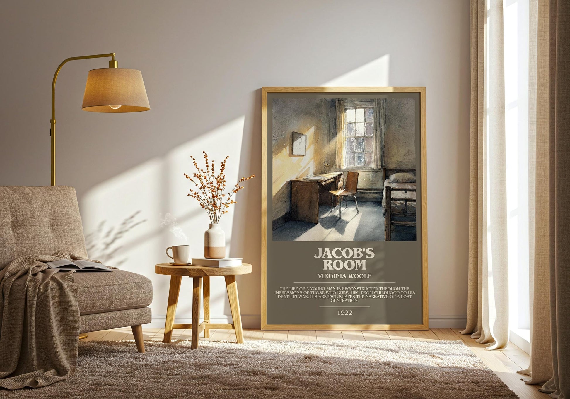 Jacob's Room bookish print on bookshelf – Virginia Woolf fan gift