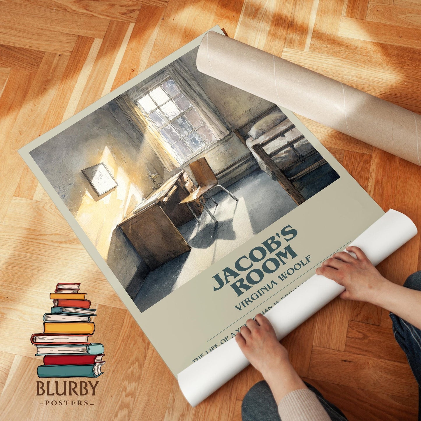 Jacob's Room book poster packaging – museum-quality print rolled in protective tube