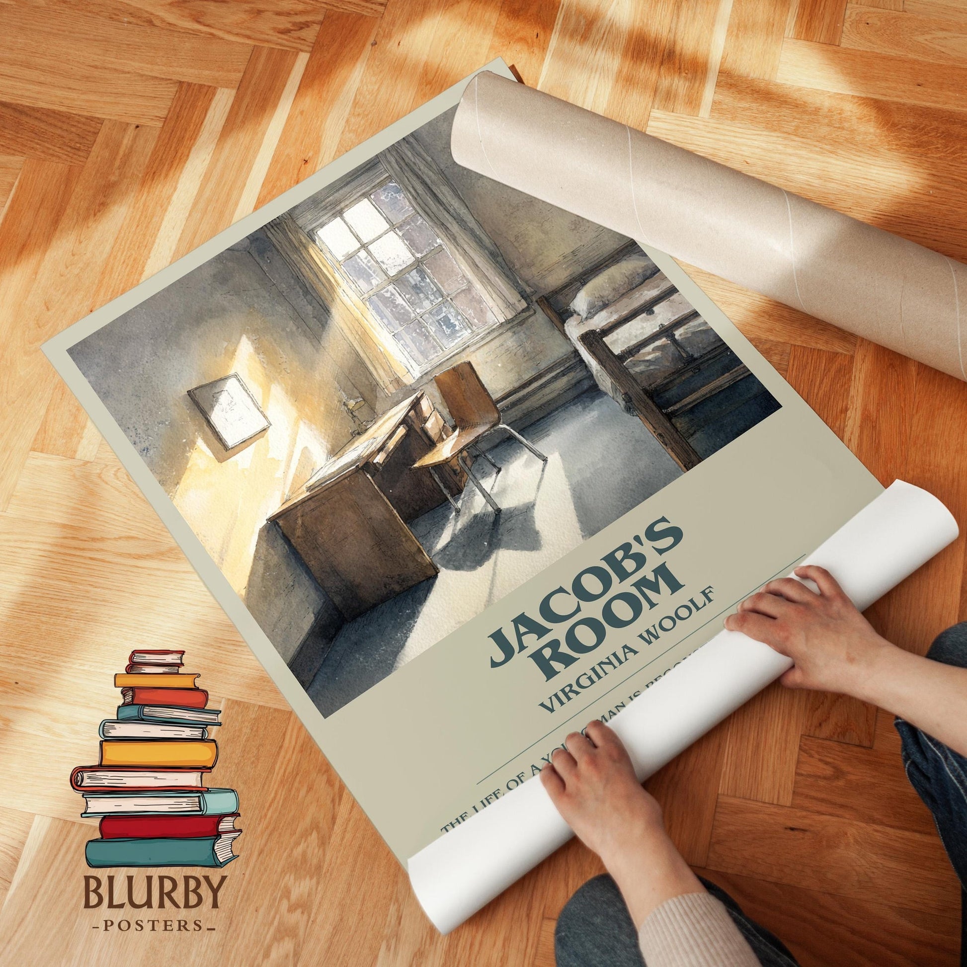 Jacob's Room book poster packaging – museum-quality print rolled in protective tube