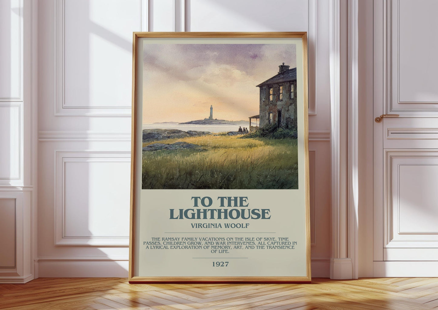 To the Lighthouse bookish print in frame leaning in hallway – non fiction wall art