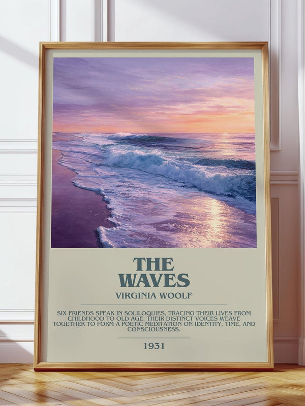 The Waves bookish print in frame leaning in hallway – non fiction wall art