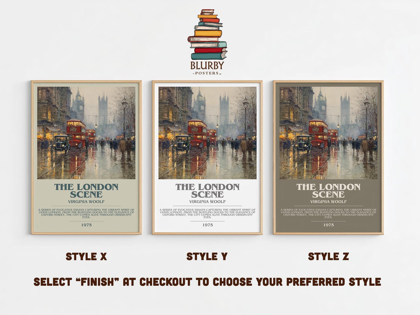 The London Scene bookish poster colour and style options – Virginia Woolf book art