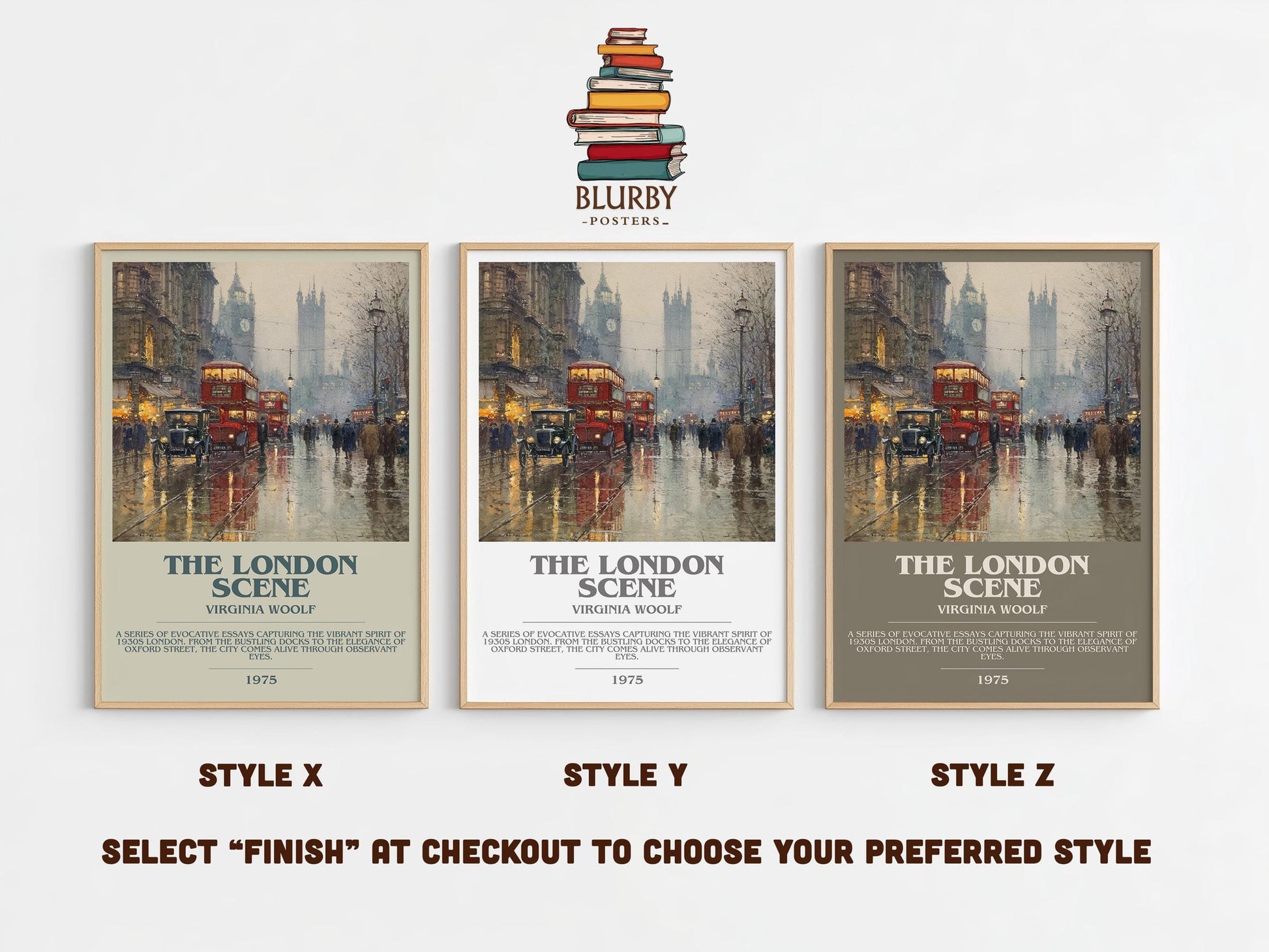 The London Scene bookish poster colour and style options – Virginia Woolf book art