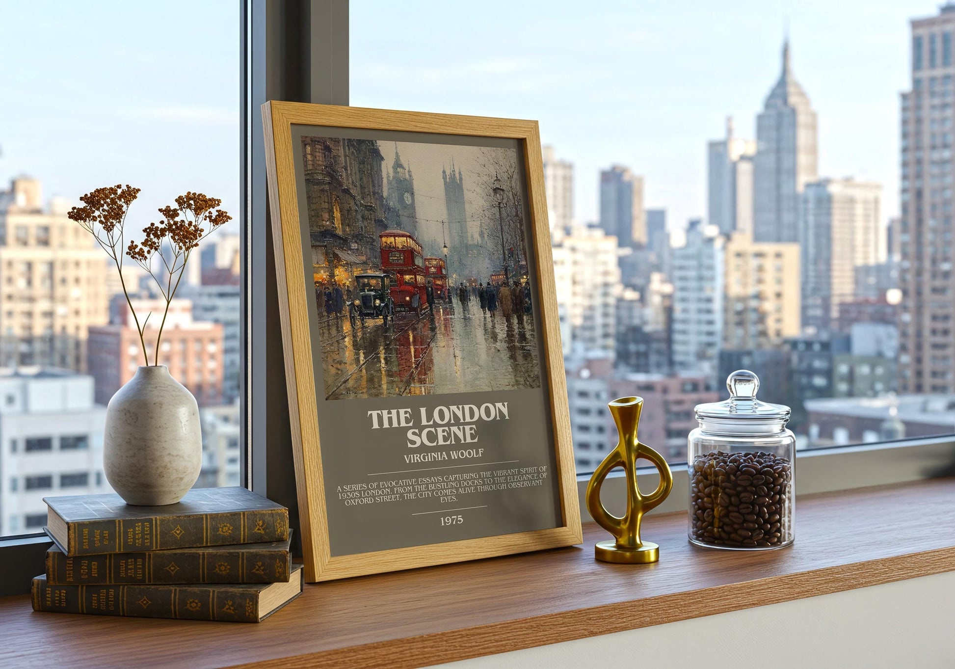 The London Scene bookish book poster framed on wall – classic literature wall art