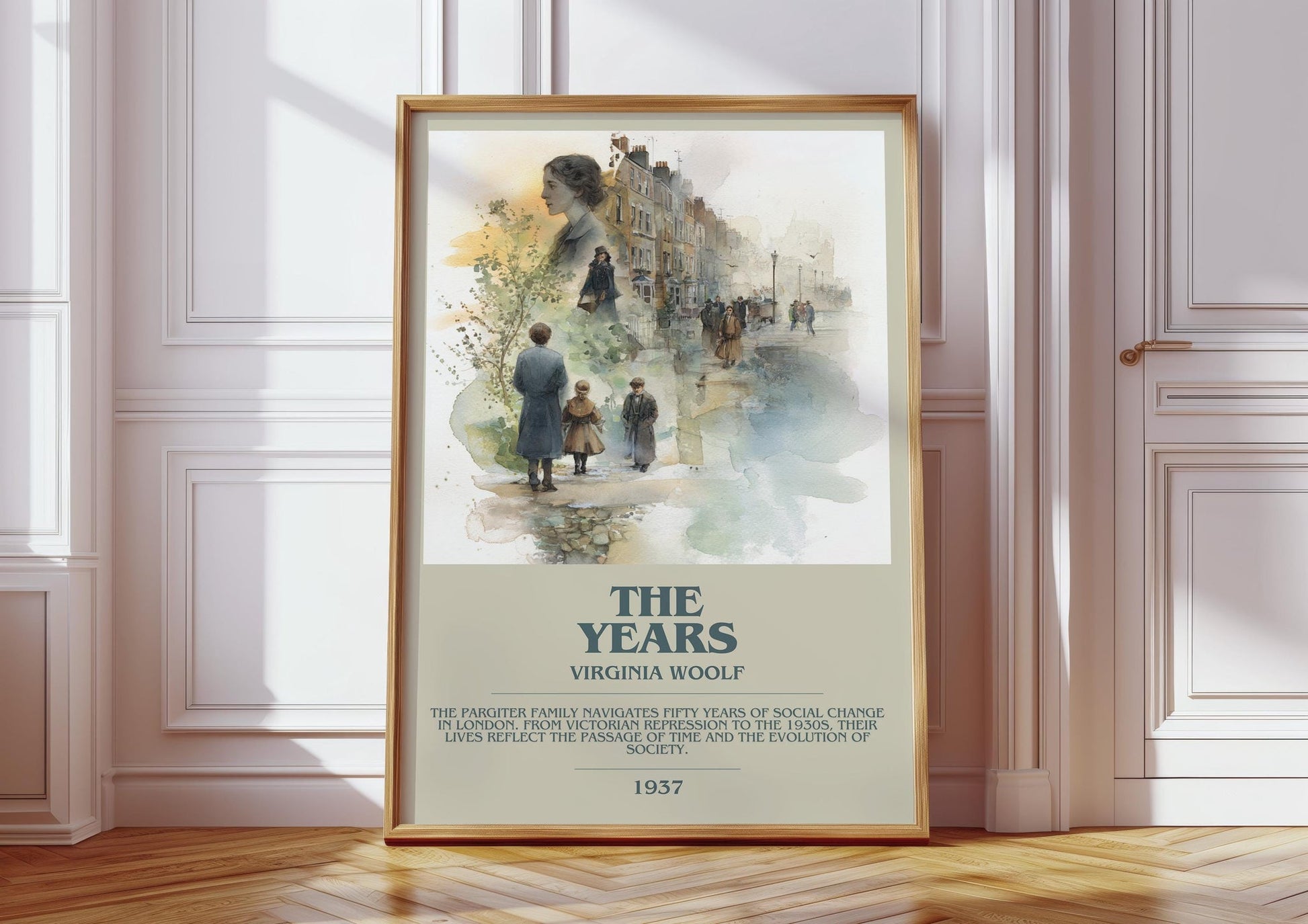 The Years bookish print in frame leaning in hallway – non fiction wall art