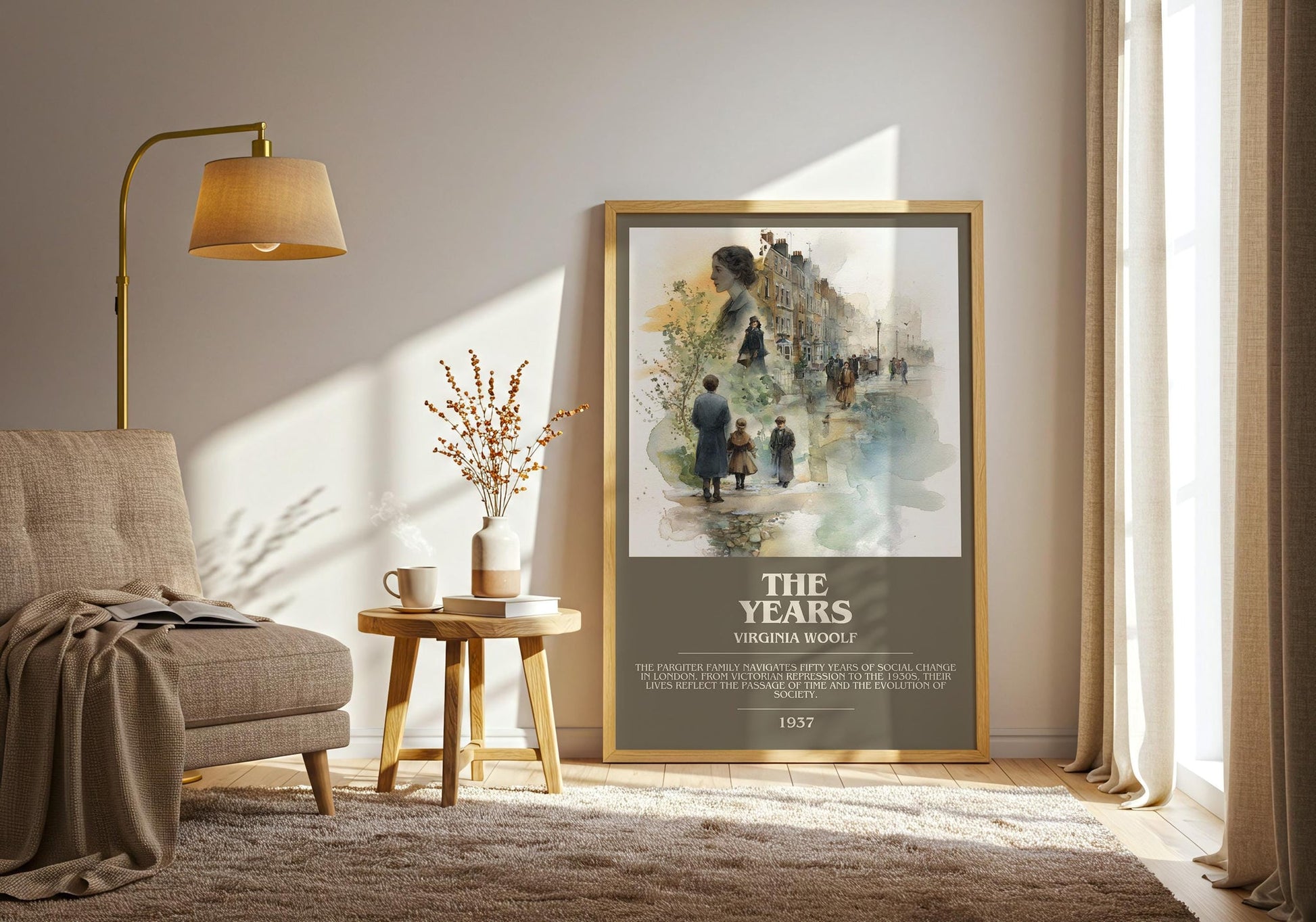 The Years bookish print on bookshelf – Virginia Woolf fan gift