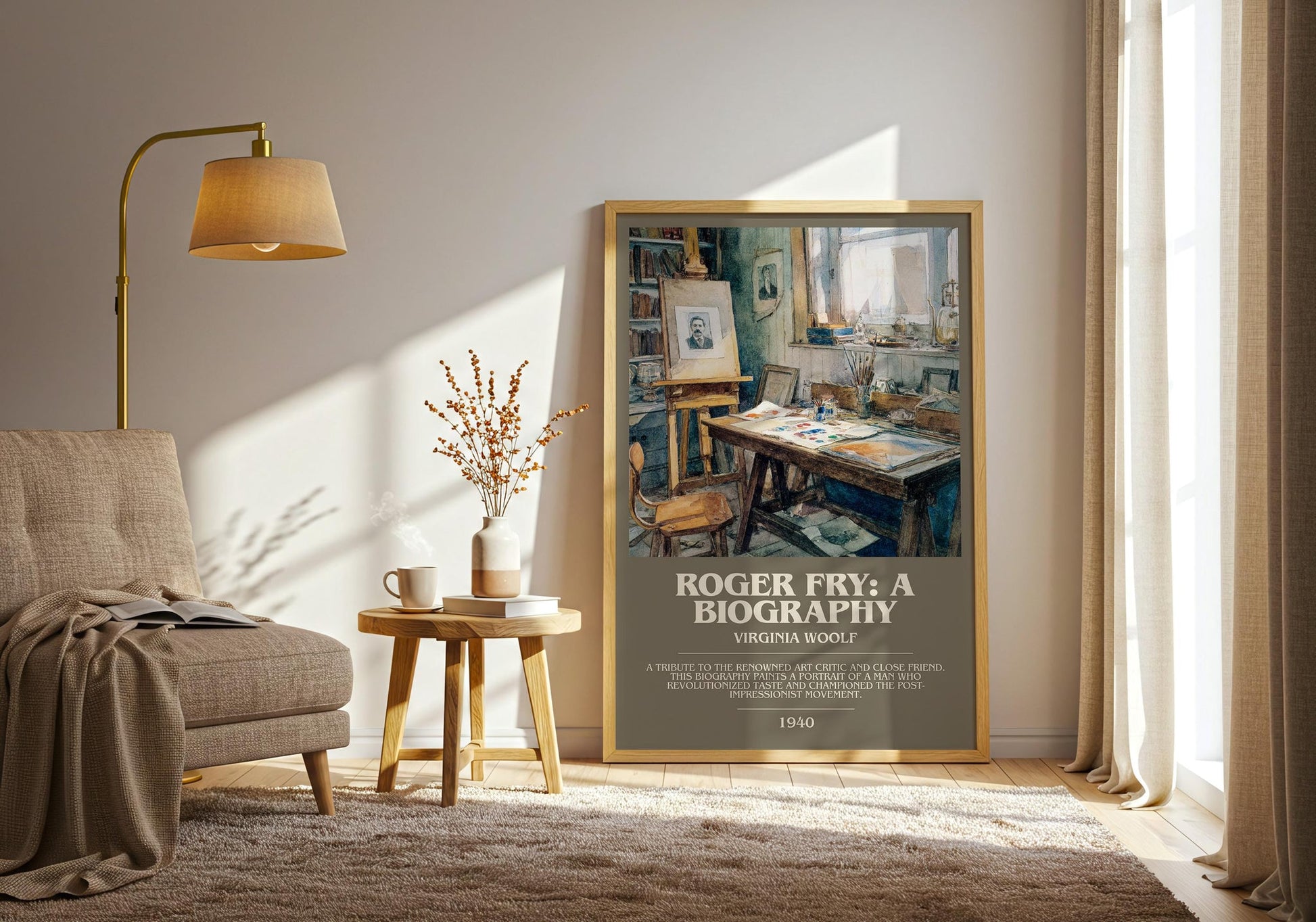Roger Fry: A Biography bookish print on bookshelf – Virginia Woolf fan gift