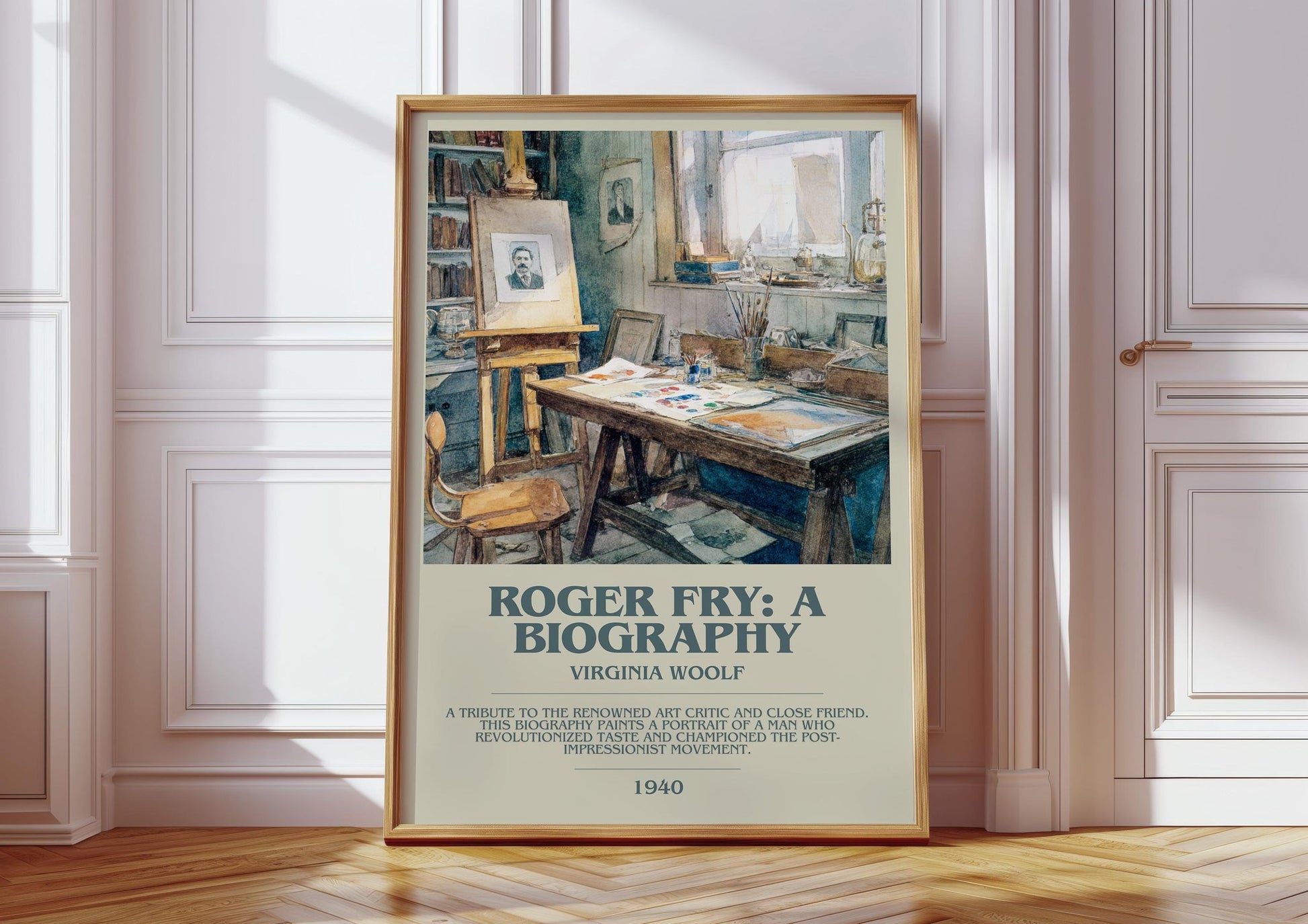 Roger Fry: A Biography bookish print in frame leaning in hallway – non fiction wall art