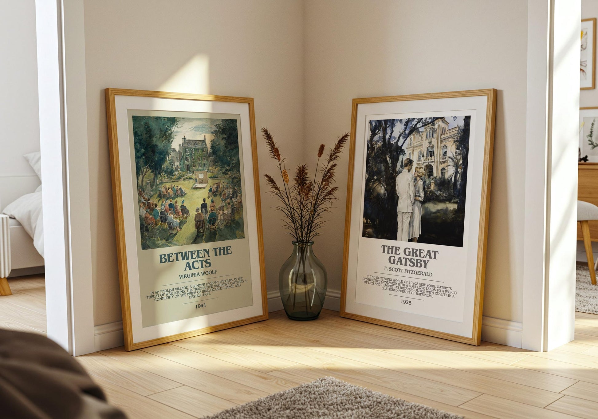 Between the Acts bookish poster paired in gallery wall – literary art prints