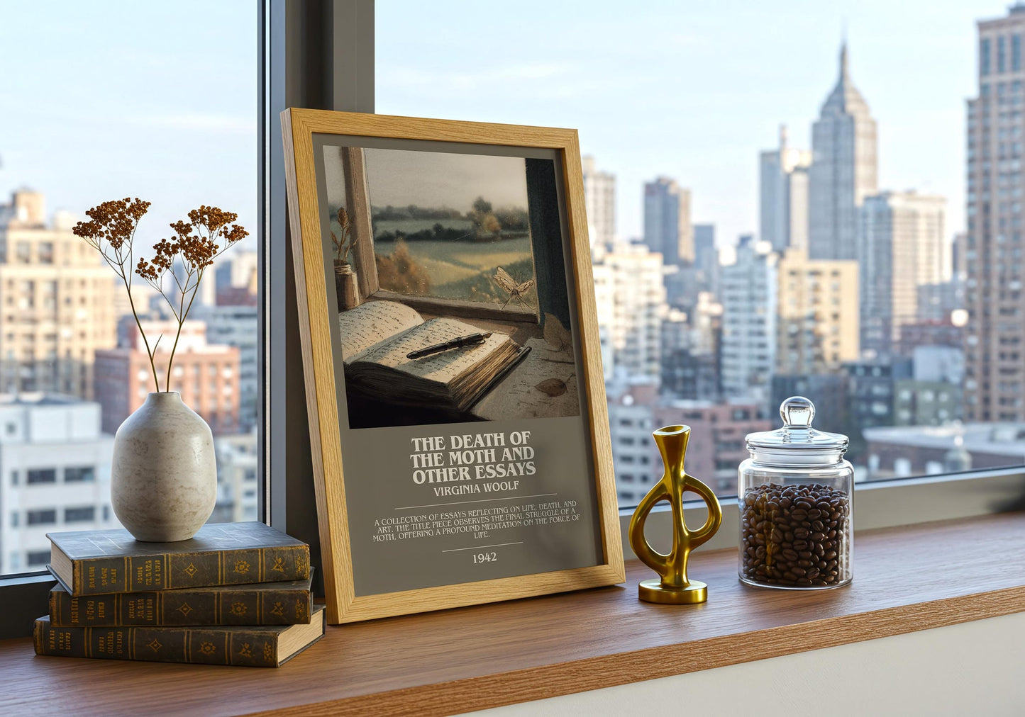 The Death of the Moth and Other Essays bookish book poster framed on wall – classic literature wall art