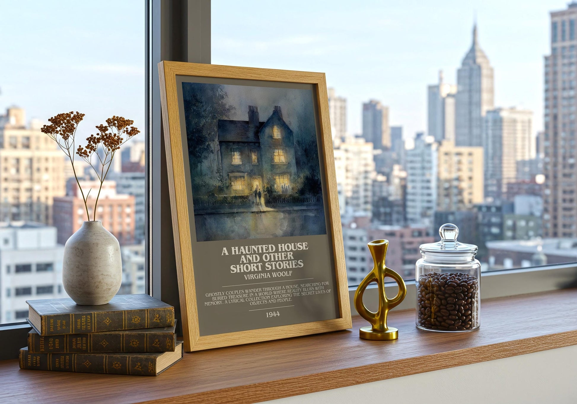 A Haunted House: And Other Short Stories bookish book poster framed on wall – non fiction wall art