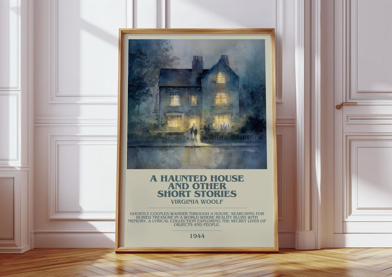 A Haunted House: And Other Short Stories bookish print in frame leaning in hallway – non fiction wall art