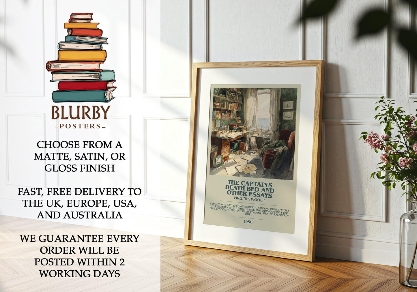 The Captain's Death Bed and Other Essays by Virginia Woolf | Book Poster | Literary Art Gift For Book Lover | Novel Inspired Wall Art