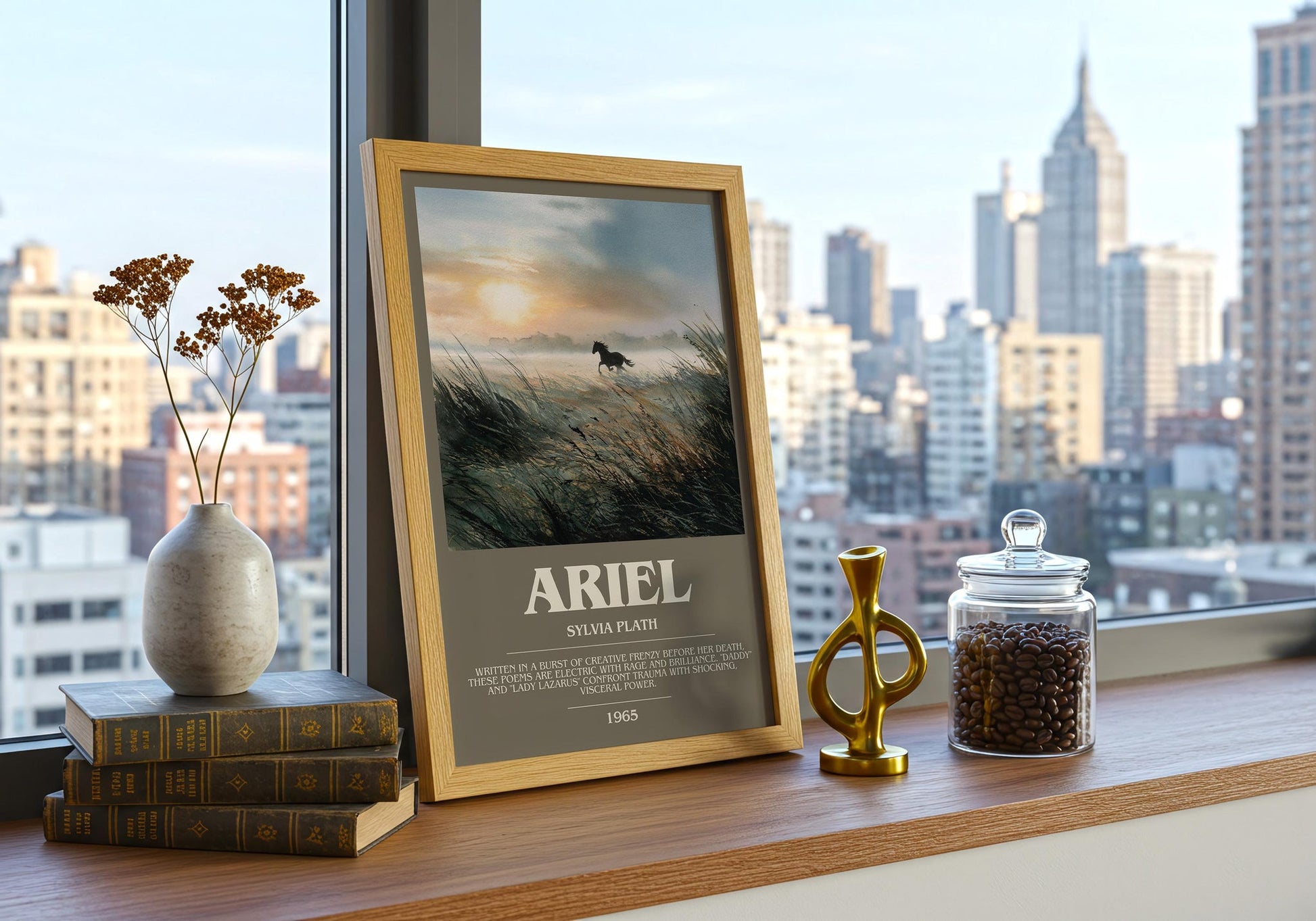 Ariel bookish book poster framed on wall – poetry wall art