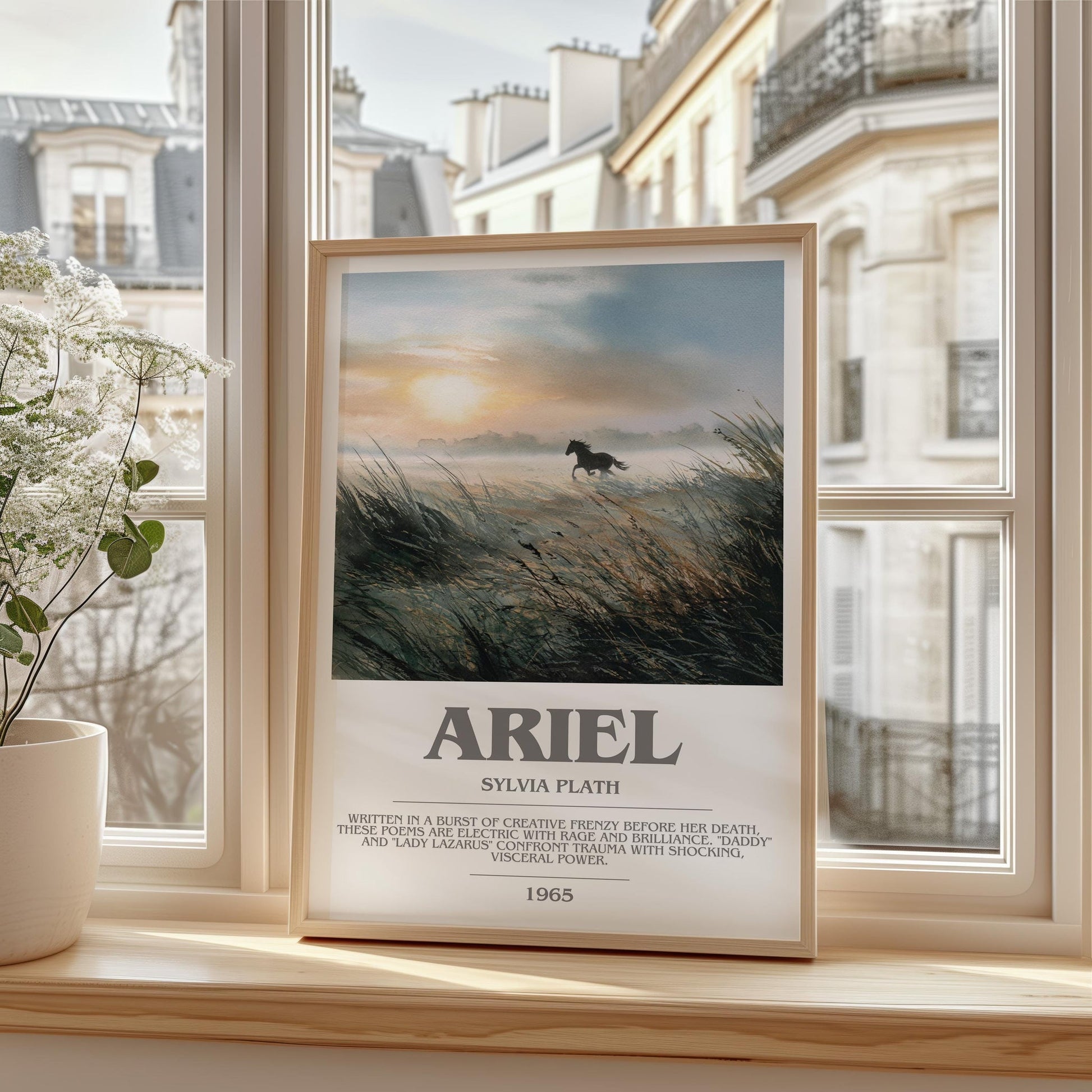 Ariel bookish print framed by window – literary home decor