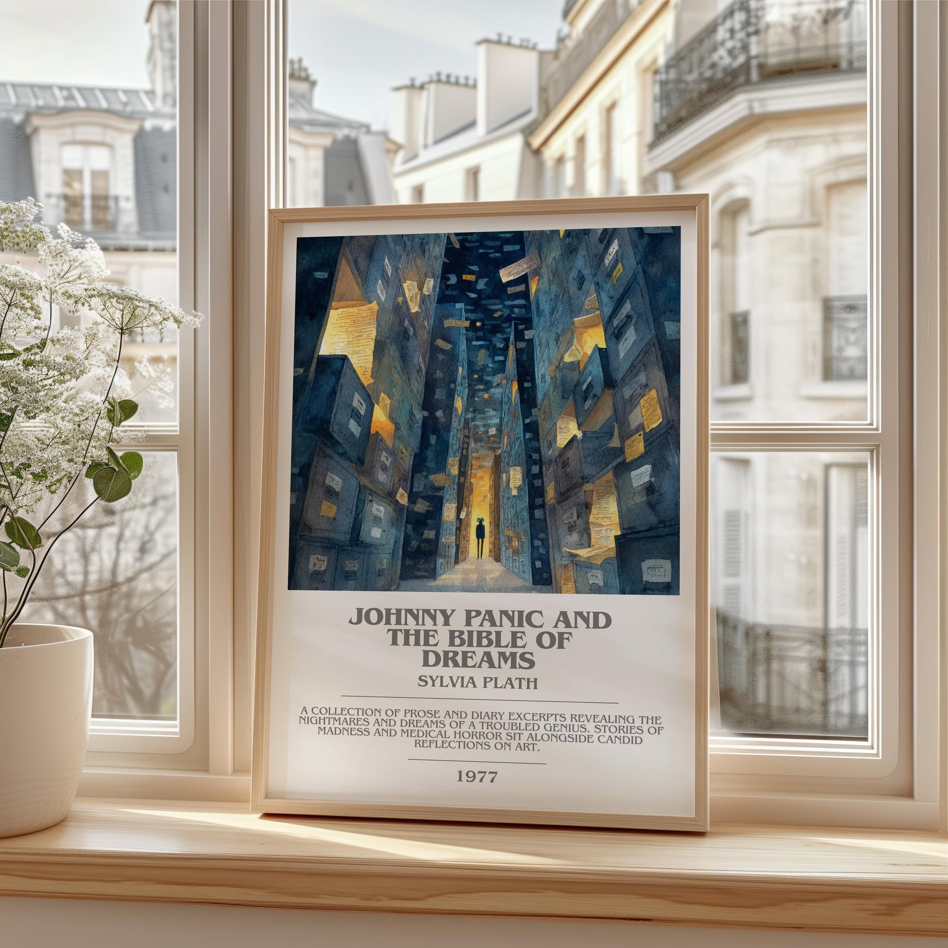 Johnny Panic And The Bible Of Dreams bookish print framed by window – literary home decor