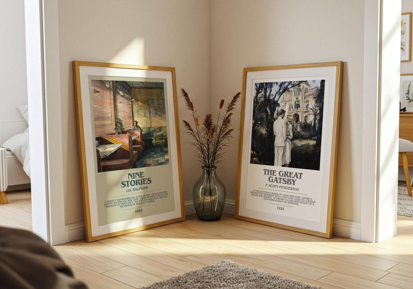Nine Stories bookish poster paired in gallery wall – literary art prints