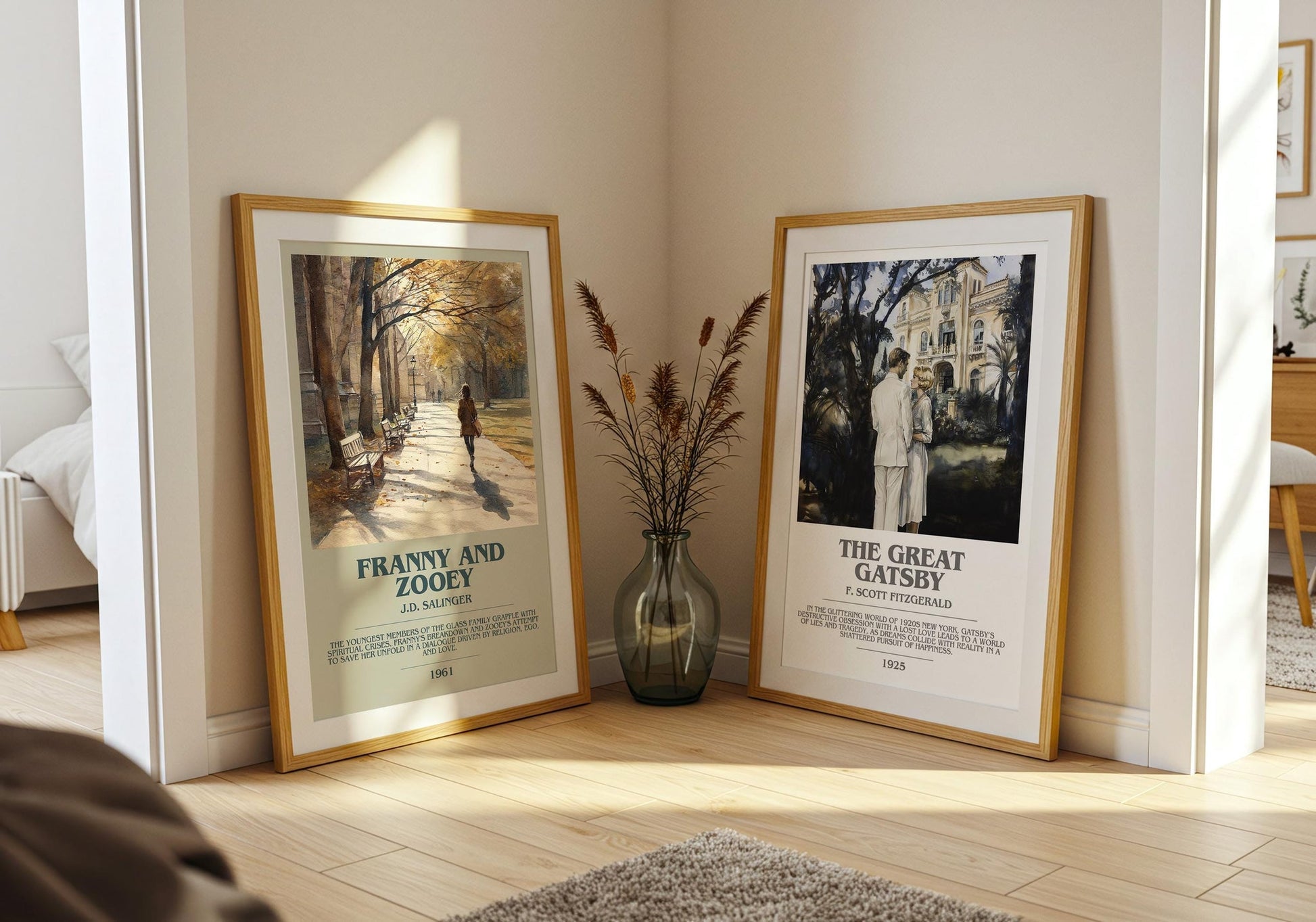Franny and Zooey bookish poster paired in gallery wall – literary art prints