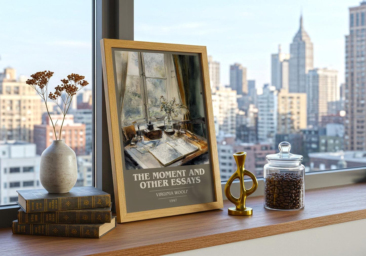 The Moment And Other Essays book cover book poster framed on wall – literary fiction wall art