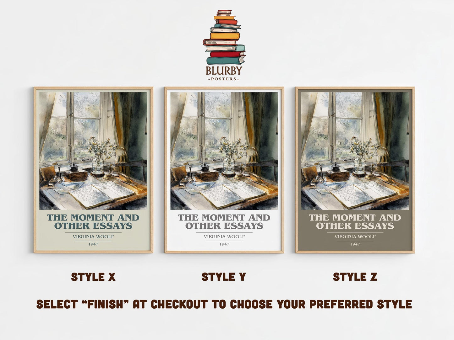 The Moment And Other Essays book cover poster colour and style options – Virginia Woolf book art