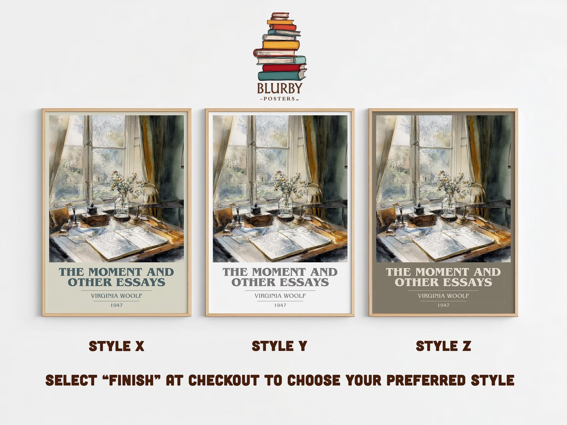 The Moment And Other Essays book cover poster colour and style options – Virginia Woolf book art