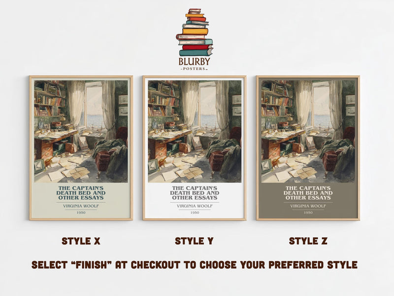 The Captain's Death Bed, and Other Essays book cover print in frame leaning in hallway – non fiction wall art