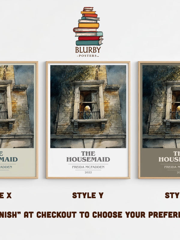 The Housemaid book cover print in frame leaning in hallway – non fiction wall art
