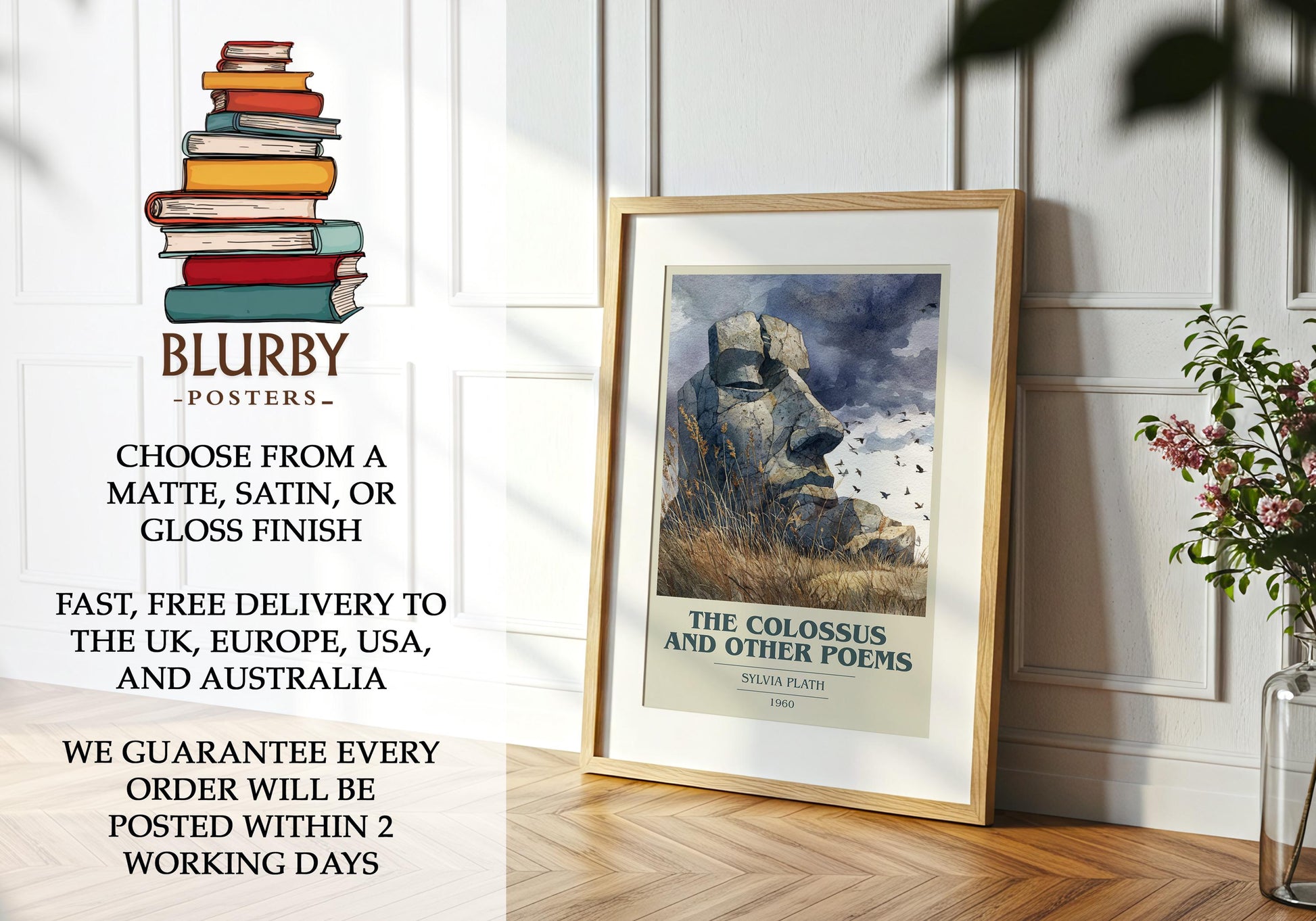 The Colossus and Other Poems by Sylvia Plath | Book Poster | Literary Art Gift For Book Lover | Novel Inspired Wall Art