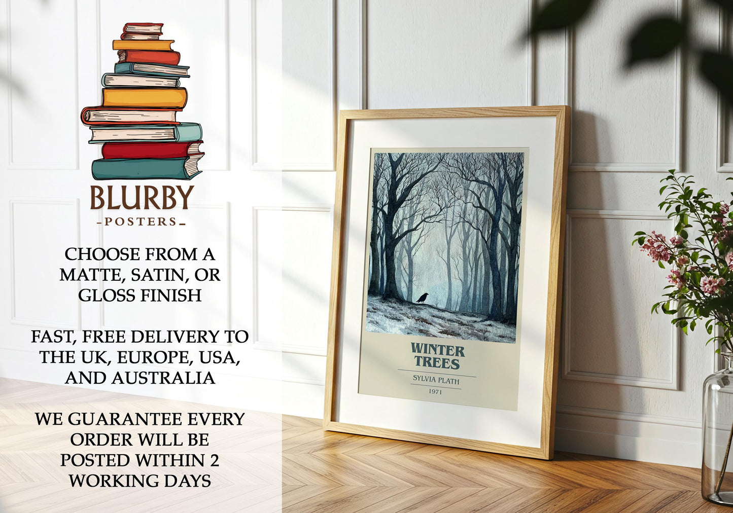 Winter Trees by Sylvia Plath | Book Poster | Literary Art Gift For Book Lover | Novel Inspired Wall Art | Free Delivery