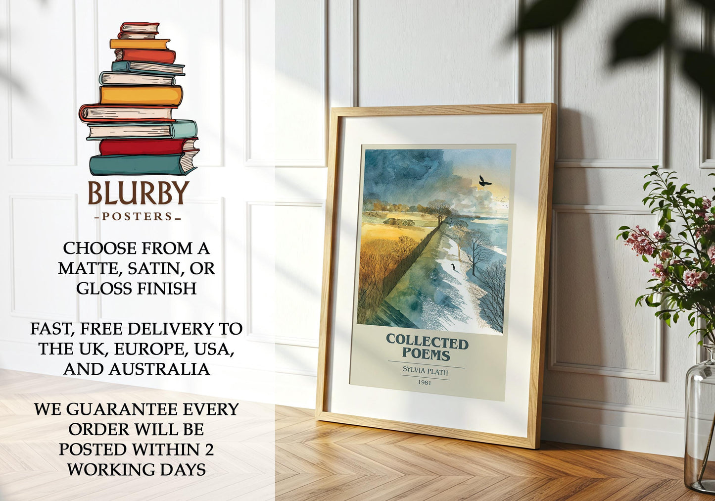 Collected Poems by Sylvia Plath | Book Poster | Literary Art Gift For Book Lover | Novel Inspired Wall Art | Free Delivery