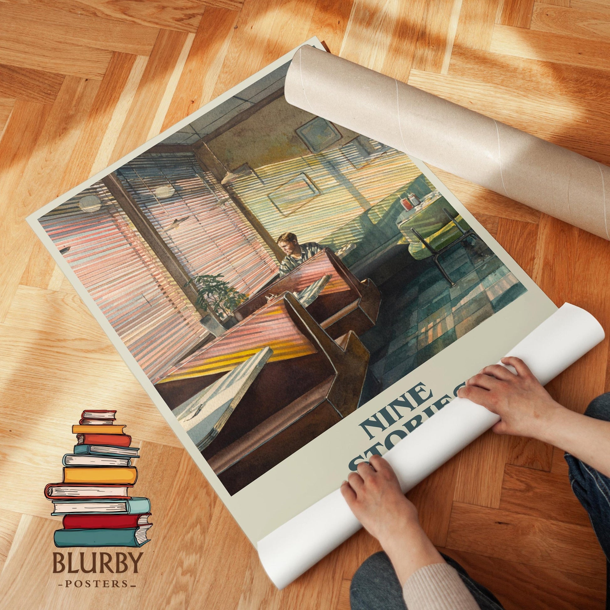 Nine Stories book poster packaging – museum-quality print rolled in protective tube