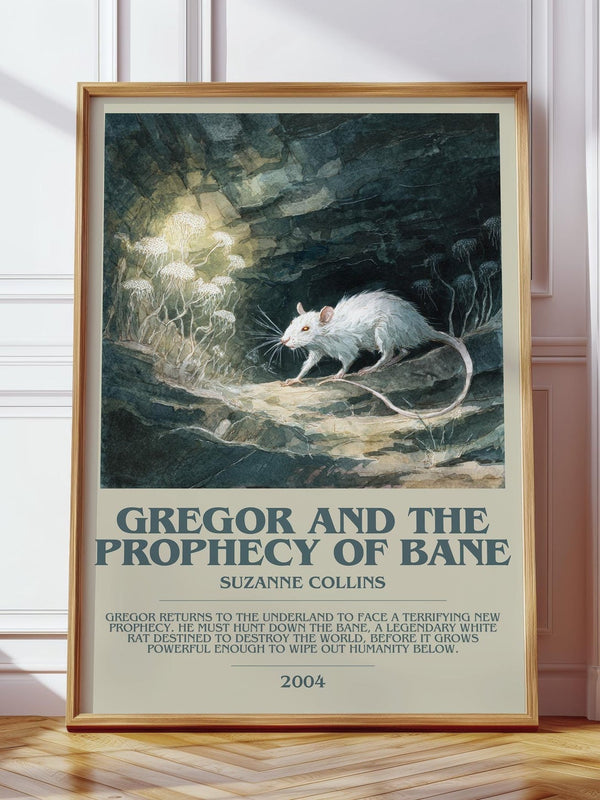 Gregor and the Prophecy of Bane bookish print in frame leaning in hallway – fantasy wall art