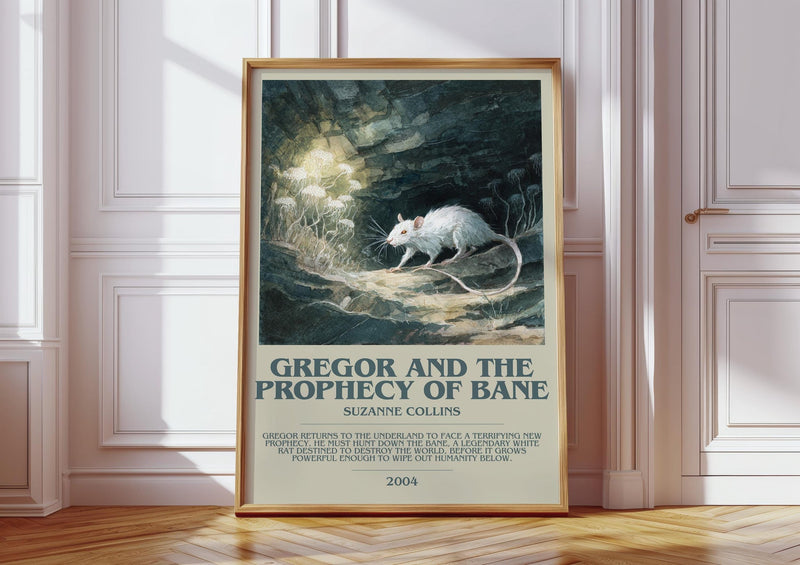 Gregor and the Prophecy of Bane bookish print in frame leaning in hallway – fantasy wall art