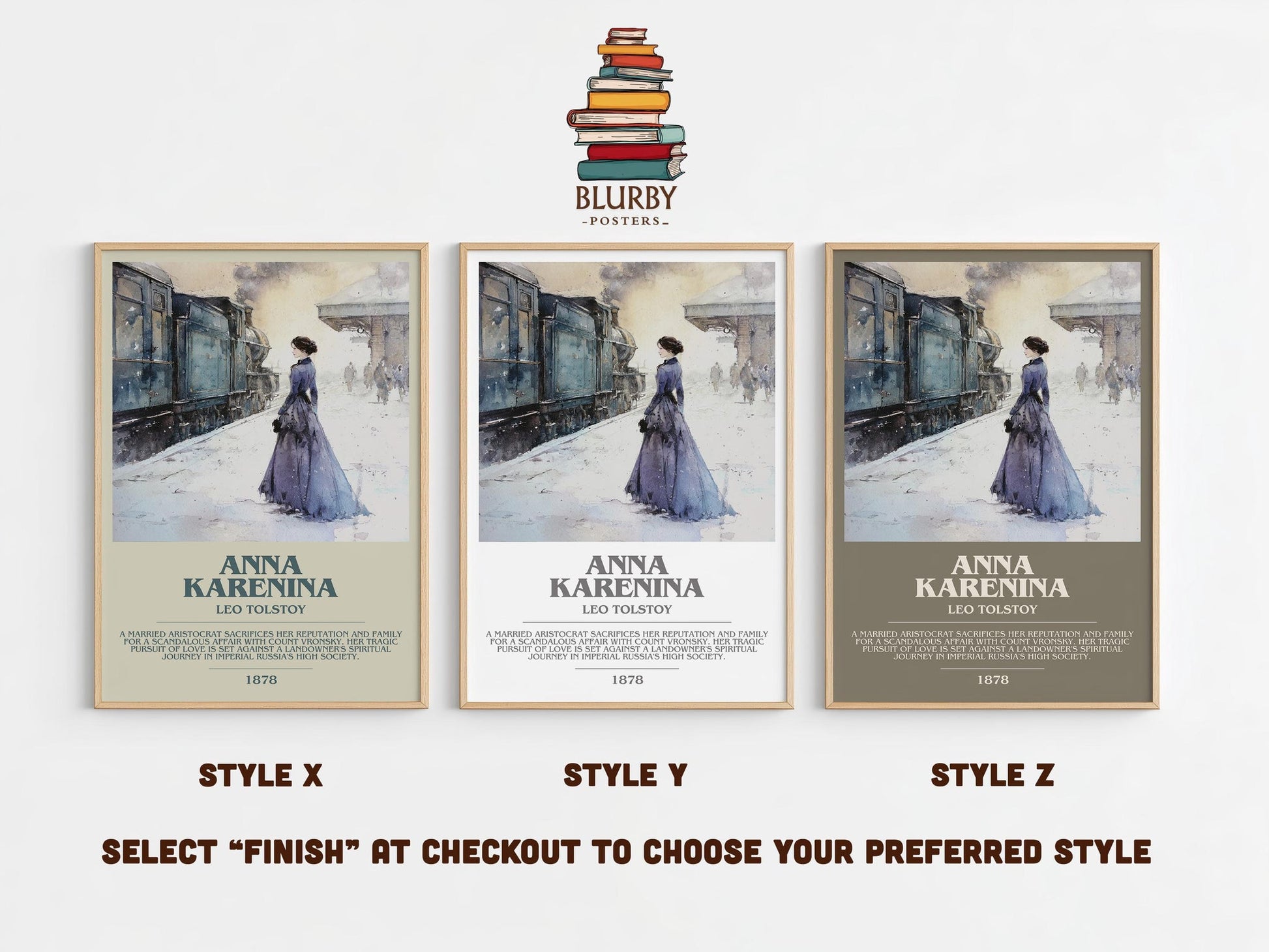 Anna Karenina bookish poster colour and style options – Leo Tolstoy book art