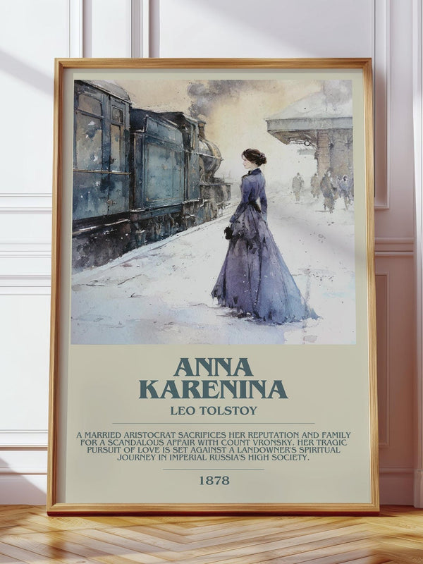 Anna Karenina bookish print in frame leaning in hallway – fantasy wall art