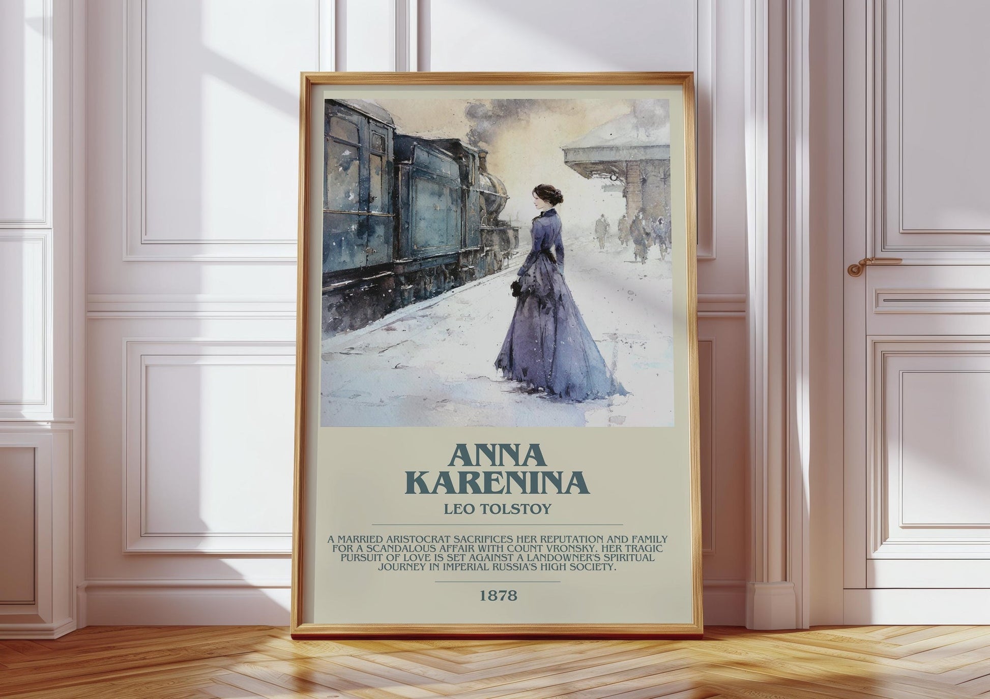 Anna Karenina bookish print in frame leaning in hallway – fantasy wall art