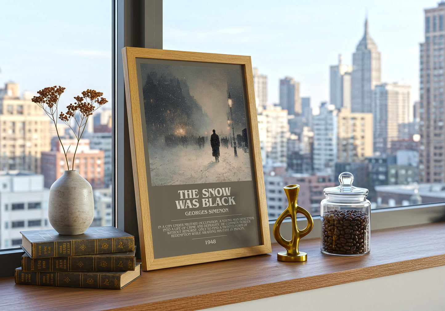 The Snow was Black bookish book poster framed on wall – crime wall art