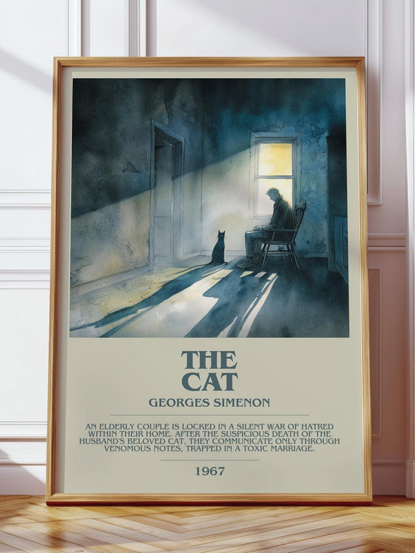 The Cat bookish print in frame leaning in hallway – literary fiction wall art