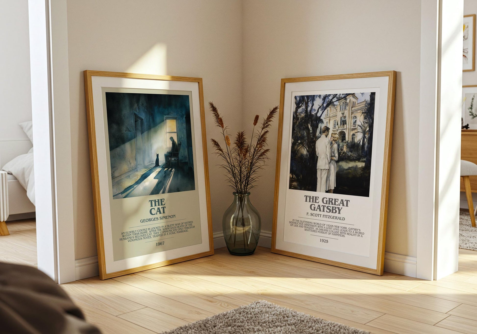 The Cat bookish poster paired in gallery wall – literary art prints
