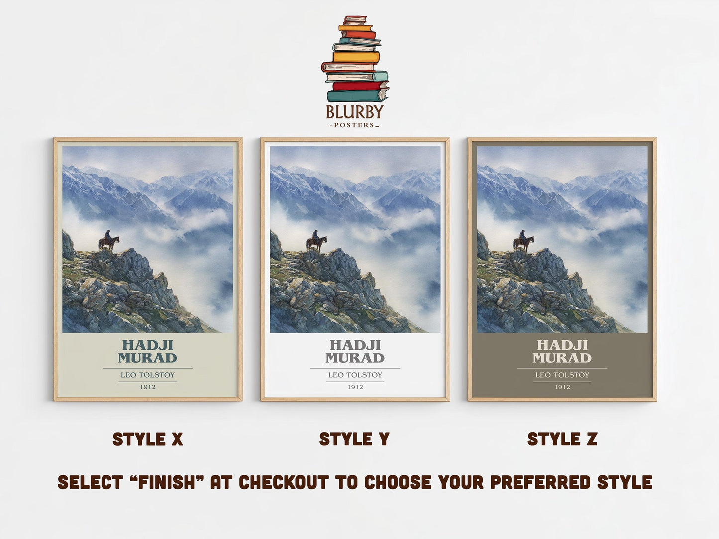 Hadji Murad book cover poster colour and style options – Leo Tolstoy book art
