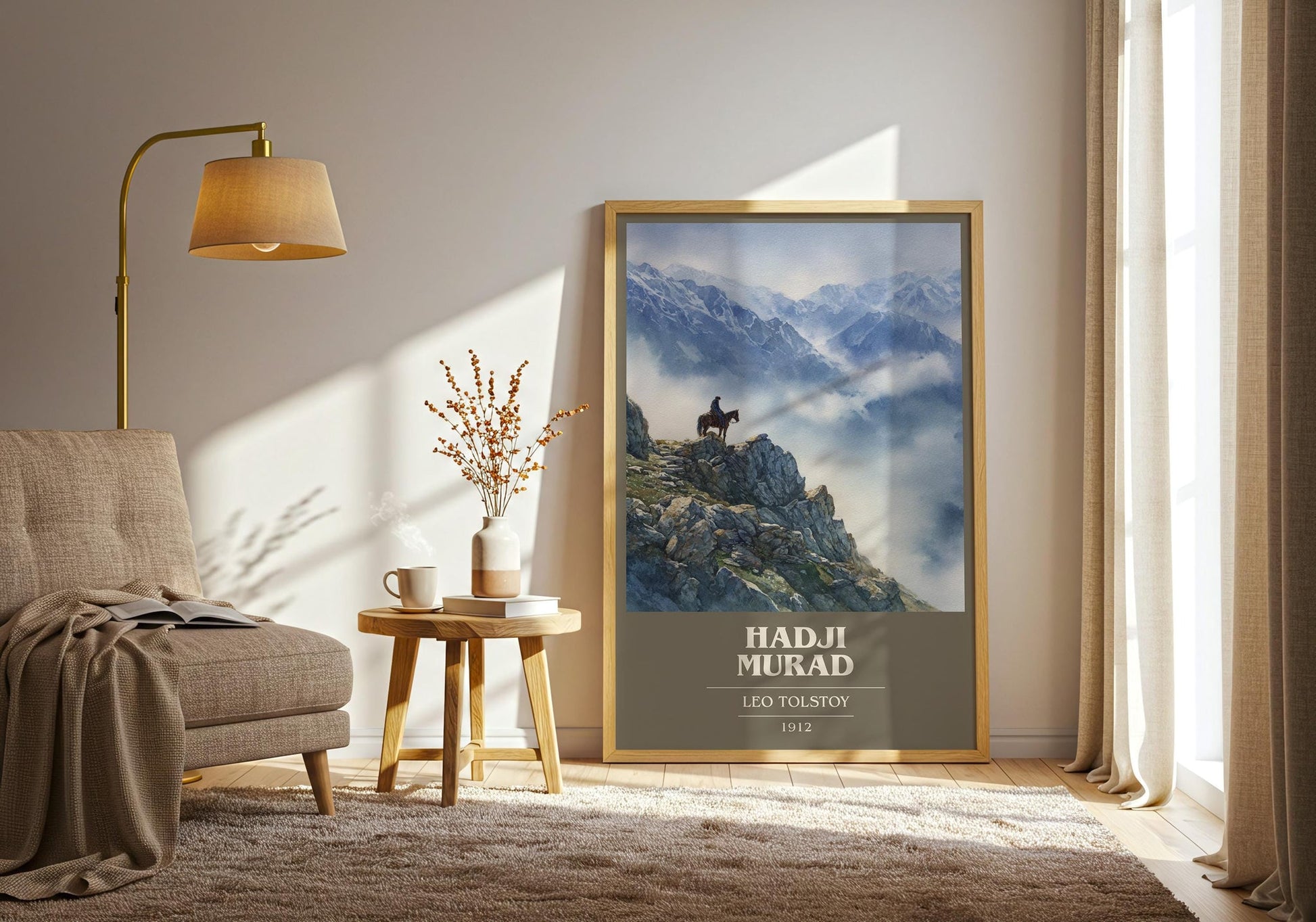Hadji Murad book cover print on bookshelf – Leo Tolstoy fan gift