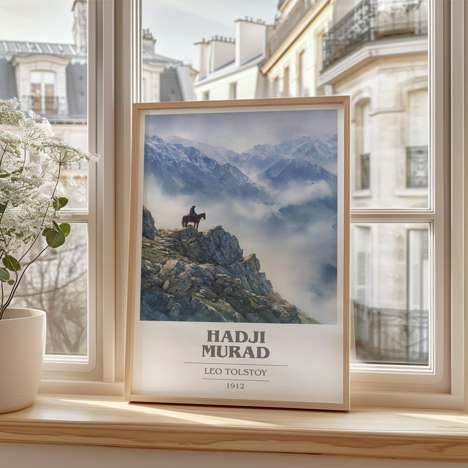 Hadji Murad book cover print framed by window – literary home decor