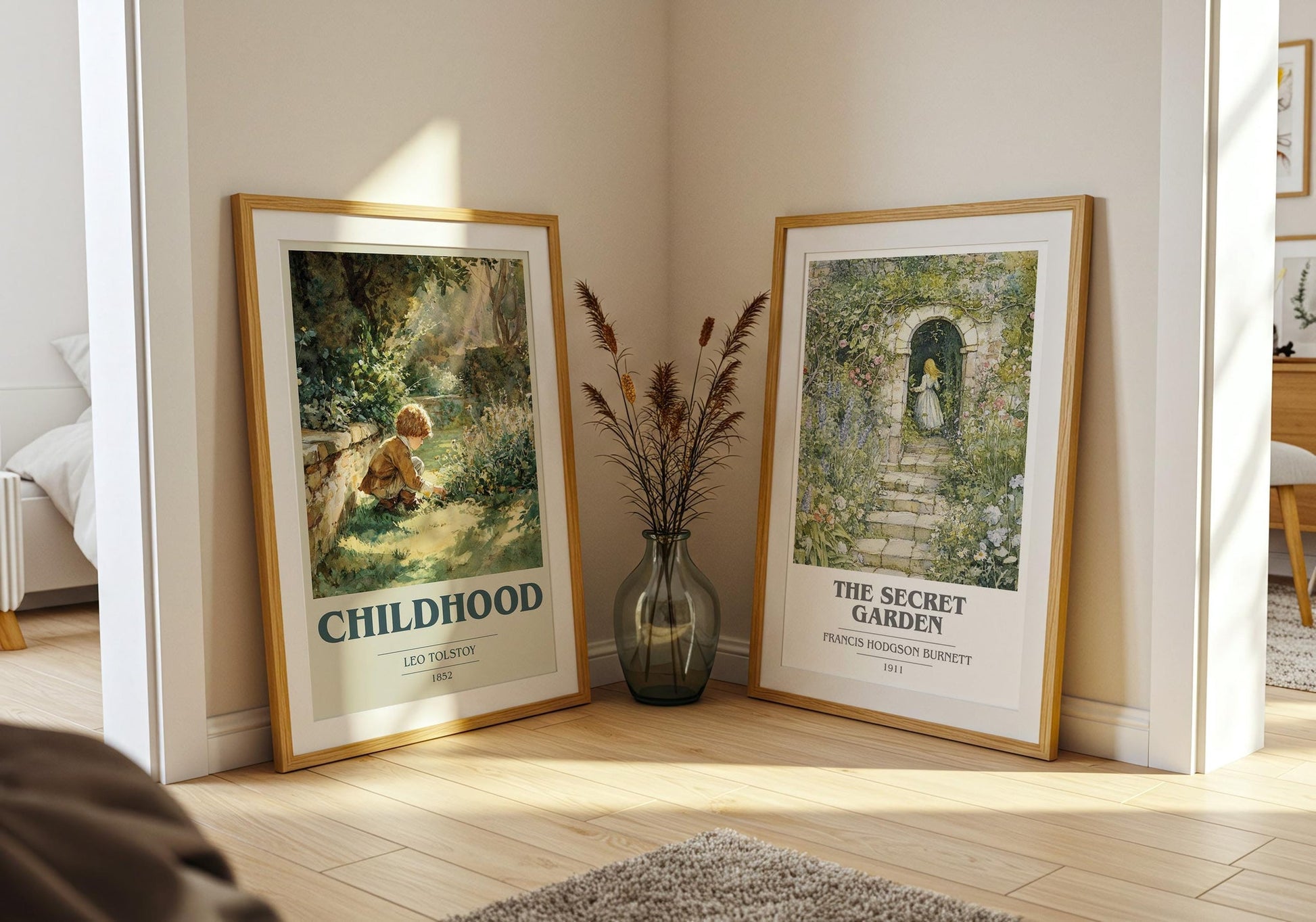 Childhood book cover print on bookshelf – Leo Tolstoy fan gift