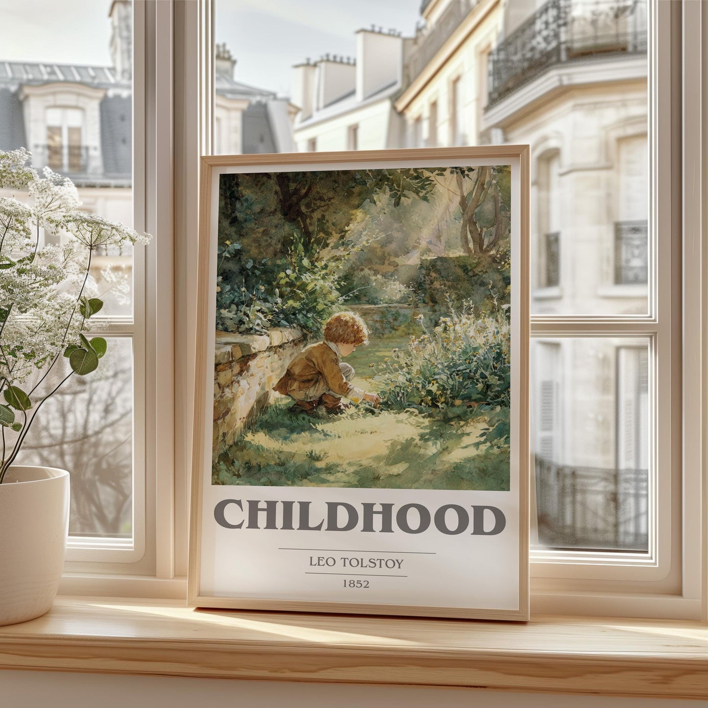 Childhood book cover poster colour and style options – Leo Tolstoy book art