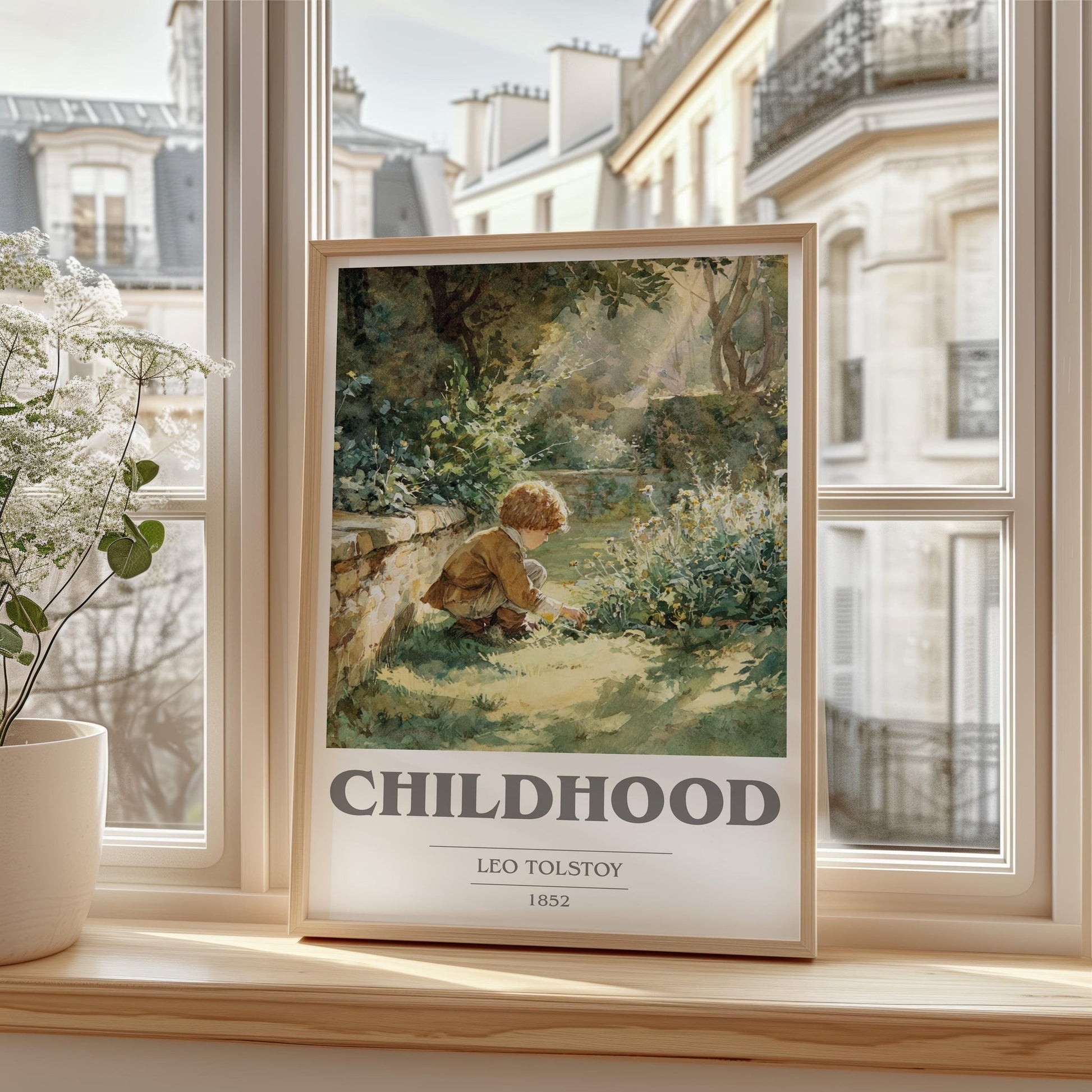 Childhood book cover poster colour and style options – Leo Tolstoy book art