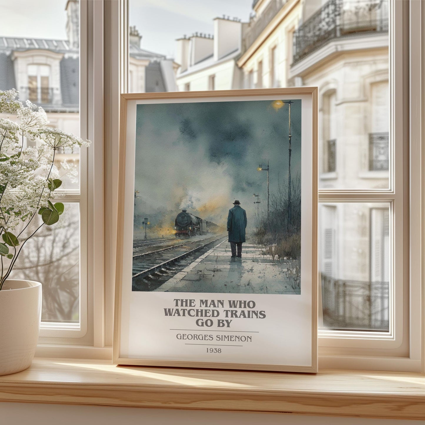 The Bells of Bicêtre book cover print framed by window – literary home decor